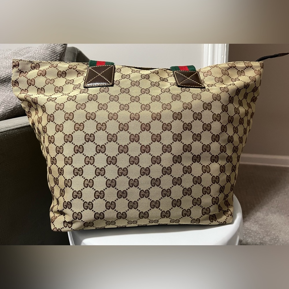 Authentic Gucci Web Zip Tote Gg Canvas - image 2